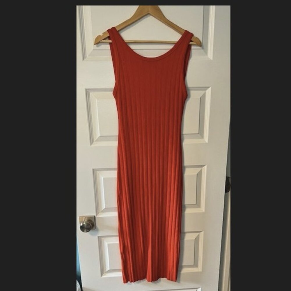 Enza Costa Rib Knit Low Back Dress in Orange